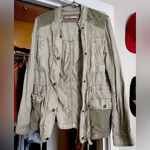 Max Jeans Khaki Green Military Style Jacket Size Small